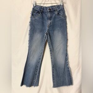 Emergency Exit Straight Leg High Rise Jeans With Raw And Frayed Side Seams